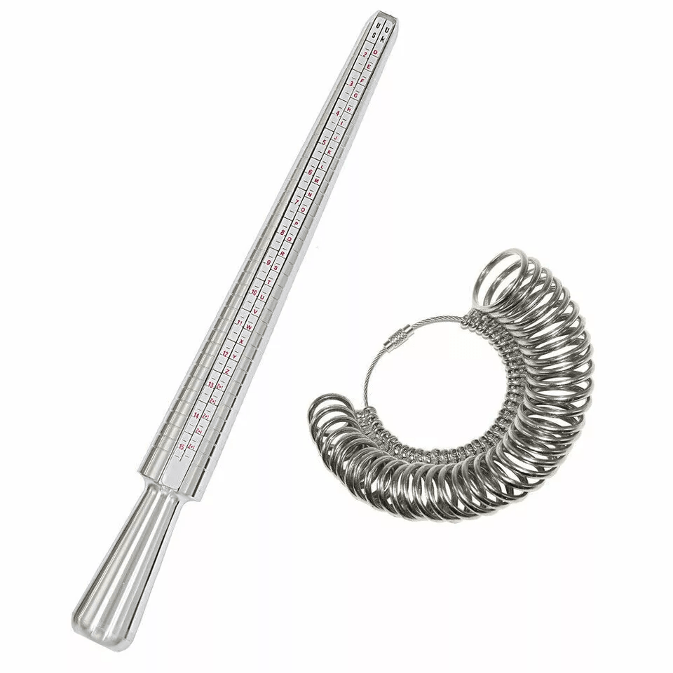Metal Ring Sizer Gauge Mandrel Set, Finger Sizing Measure Tool for Jewelry Making