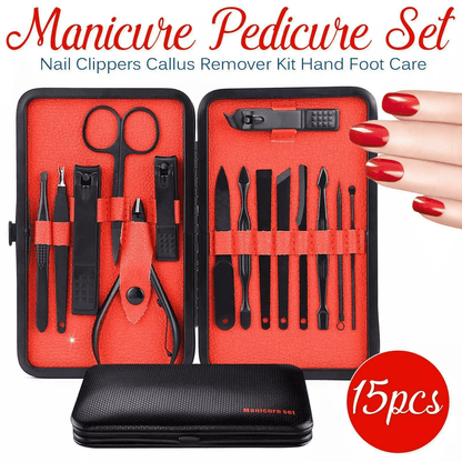 15-Piece Manicure and Pedicure Set for Men and Women Premium Stainless Steel Nail Clippers, Scissors, Grooming Kit