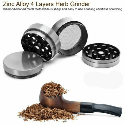 4 Piece Grinder Spice Tobacco Smoke Zinc Alloy Crusher With Leaf Design 3