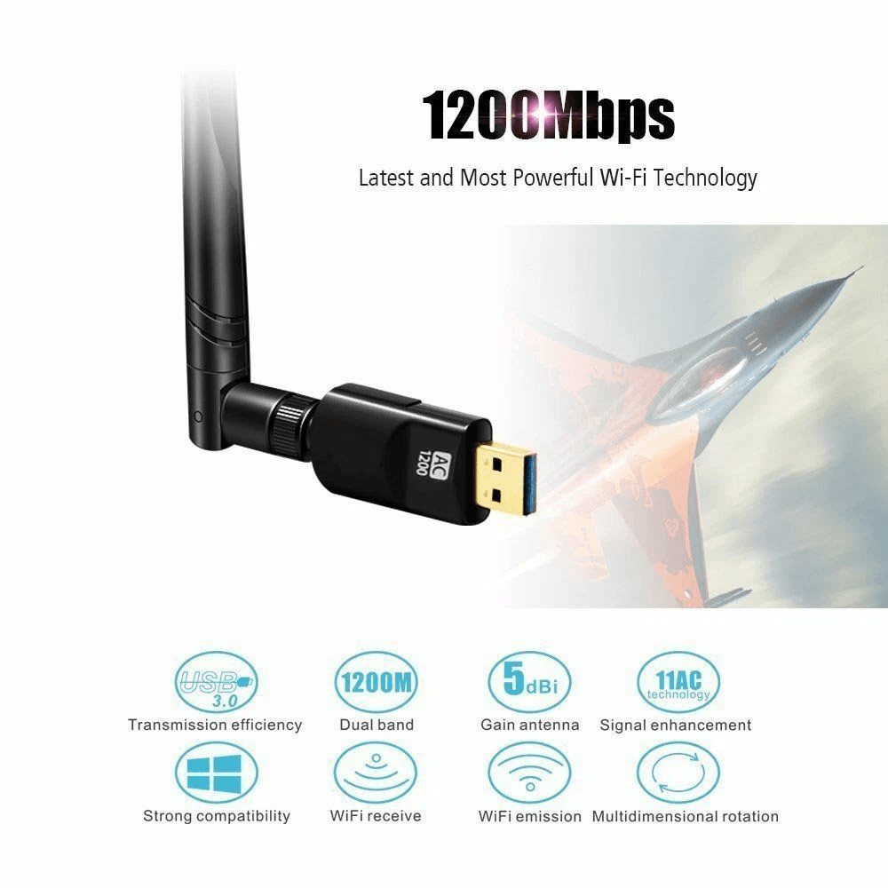 Wireless USB WiFi Adapter Dongle Dual Band High Speed For PC Laptop Mac External Antenna For LongRa 4