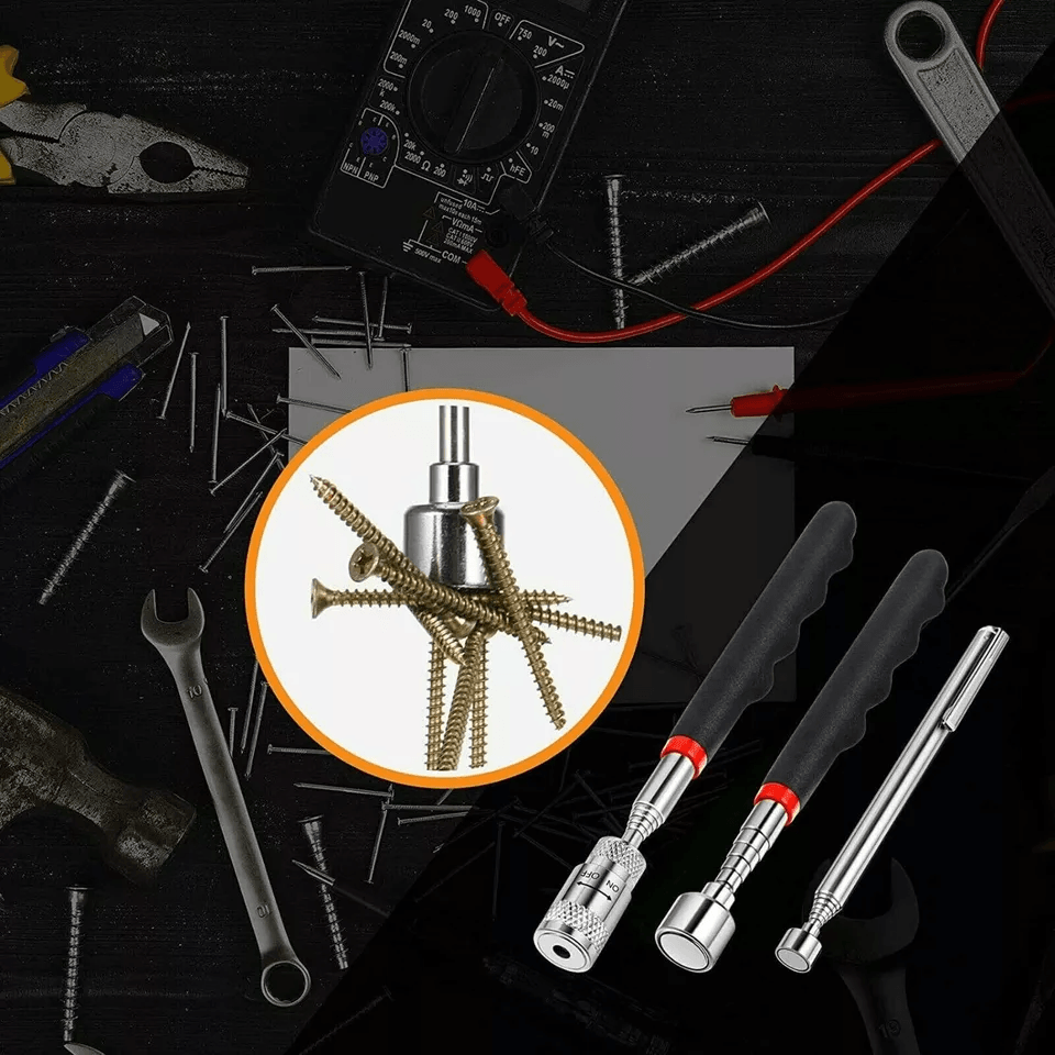 4in1 Magnetic Telescoping Pickup Tool Set With LED Light Grabber Stick Inspection Mirror Extendable 4