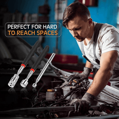 4in1 Magnetic Telescoping Pickup Tool Set With LED Light Grabber Stick Inspection Mirror Extendable 2
