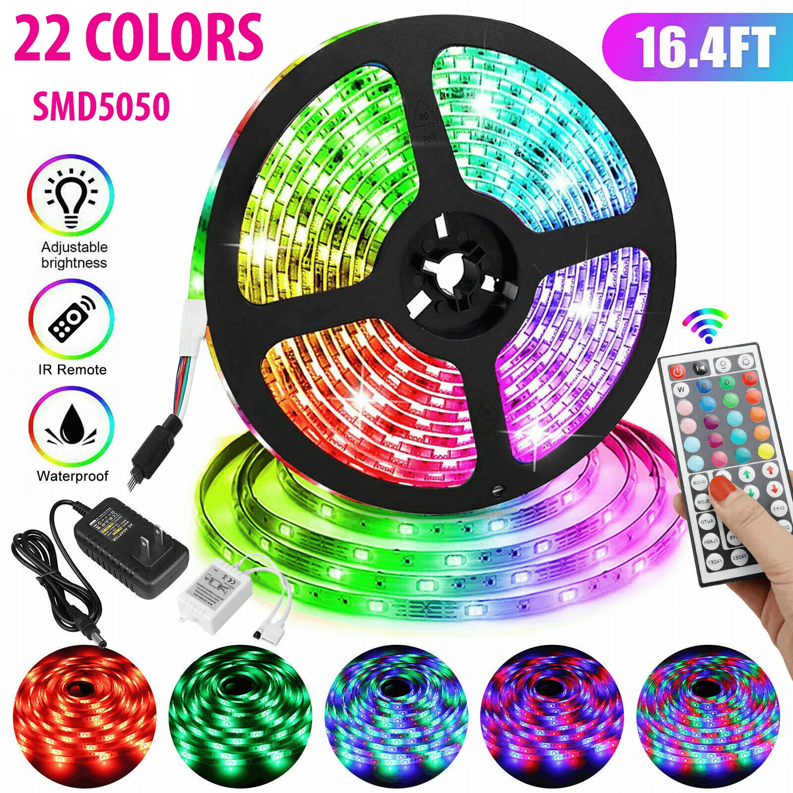 RGB Waterproof LED SMD Flexible Strip Light with Remote Control for Home Decoration