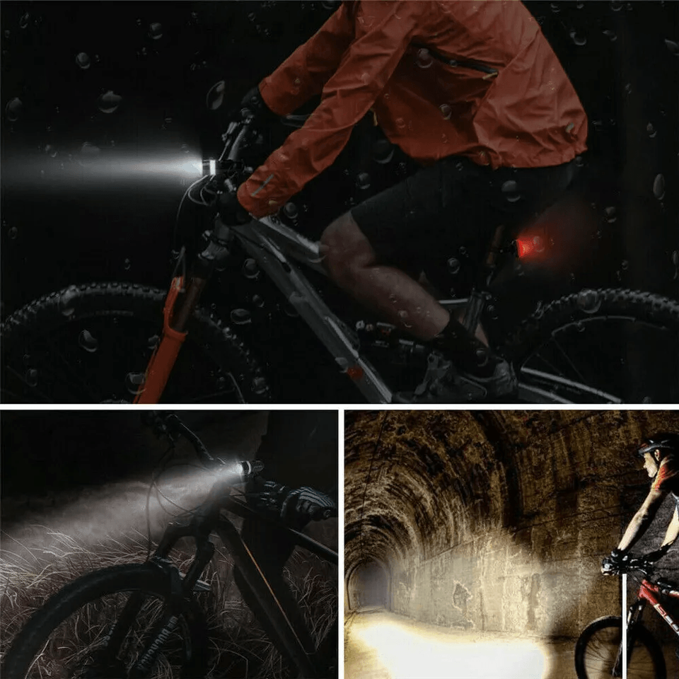 USB Rechargeable Bright LED Bike Light Set Front Headlight  Rear Tail Lights For Night Cycling 4