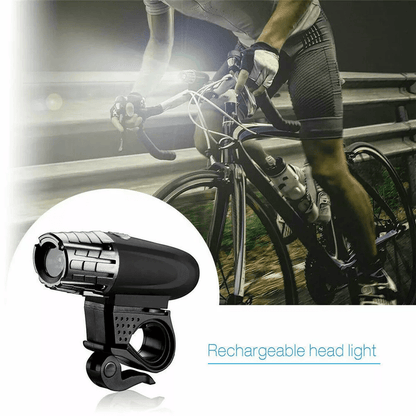 USB Rechargeable Bright LED Bike Light Set, Front Headlight & Rear Tail Lights for Night Cycling