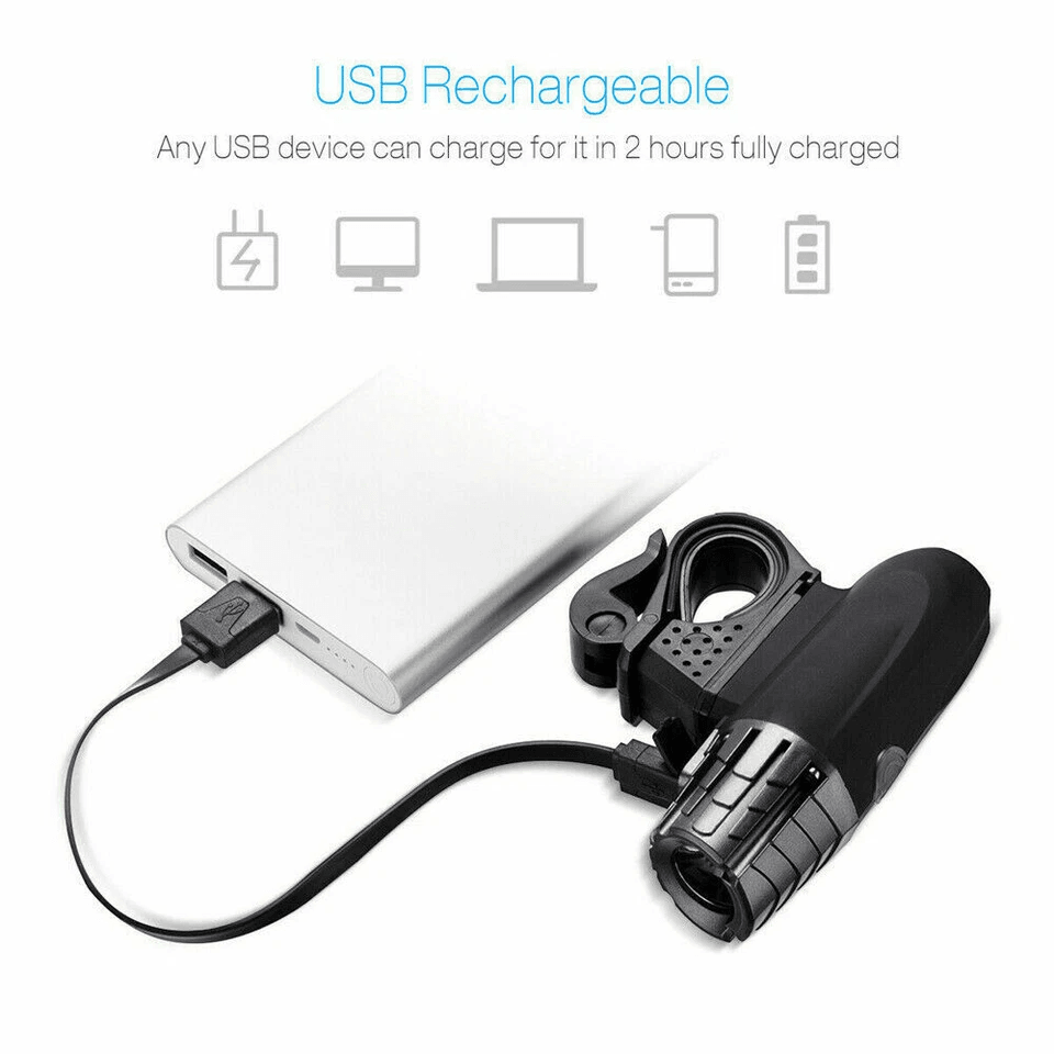 USB Rechargeable Bright LED Bike Light Set Front Headlight  Rear Tail Lights For Night Cycling 2