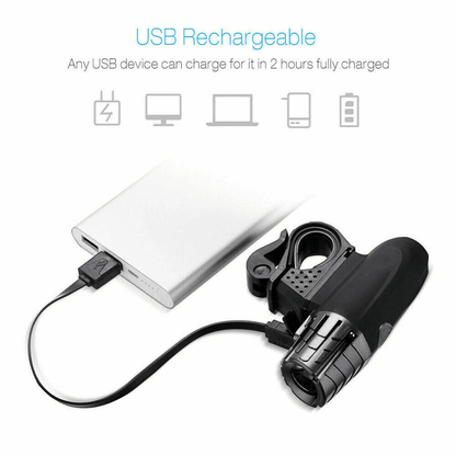 USB Rechargeable Bright LED Bike Light Set Front Headlight  Rear Tail Lights For Night Cycling 2