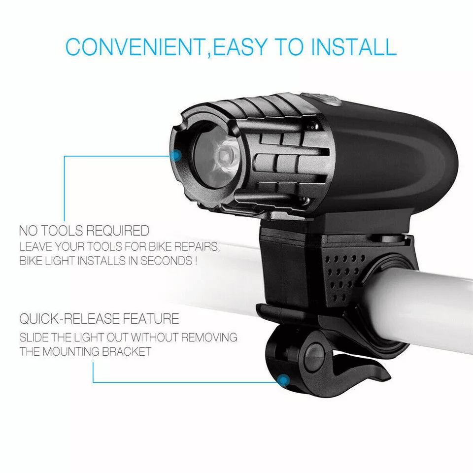 USB Rechargeable Bright LED Bike Light Set Front Headlight  Rear Tail Lights For Night Cycling 1