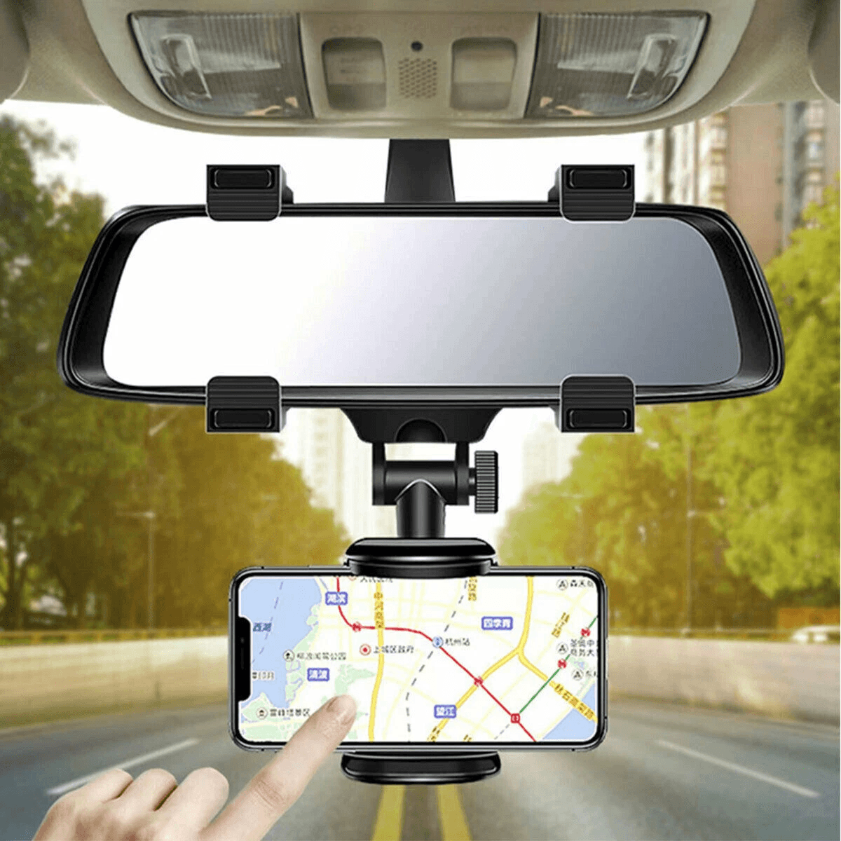 Car Phone Holder For Rearview Mirror Rotatable  Adjustable Mount 0