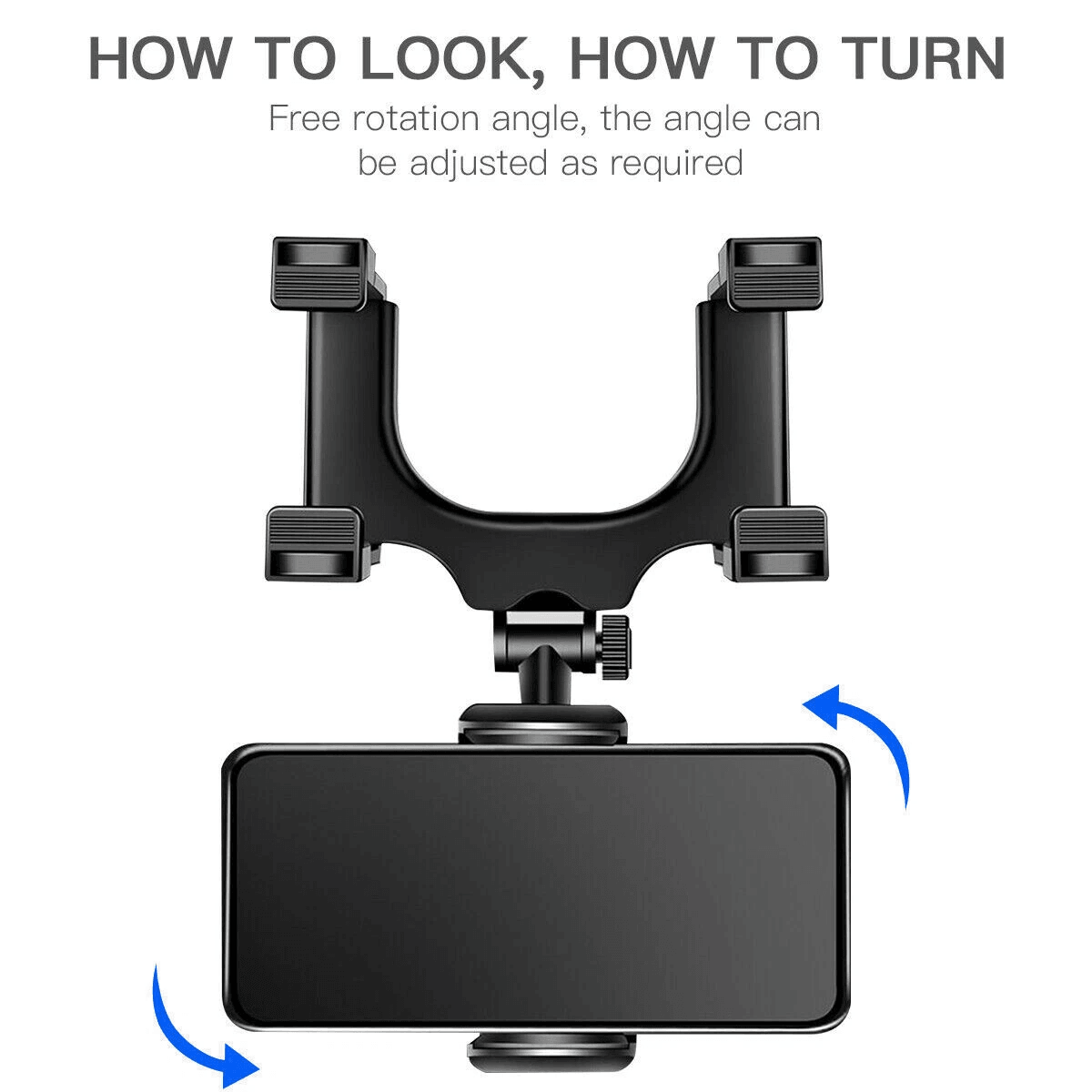 Car Phone Holder For Rearview Mirror Rotatable  Adjustable Mount 4