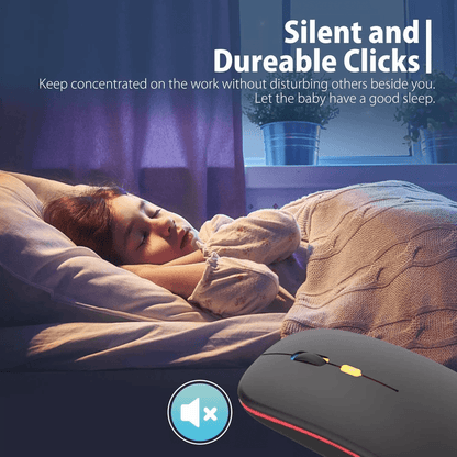 Ultra Slim Wireless Optical Mouse USB Rechargeable Silent Click RGB Cordless Mice For PC Laptop Mac 4