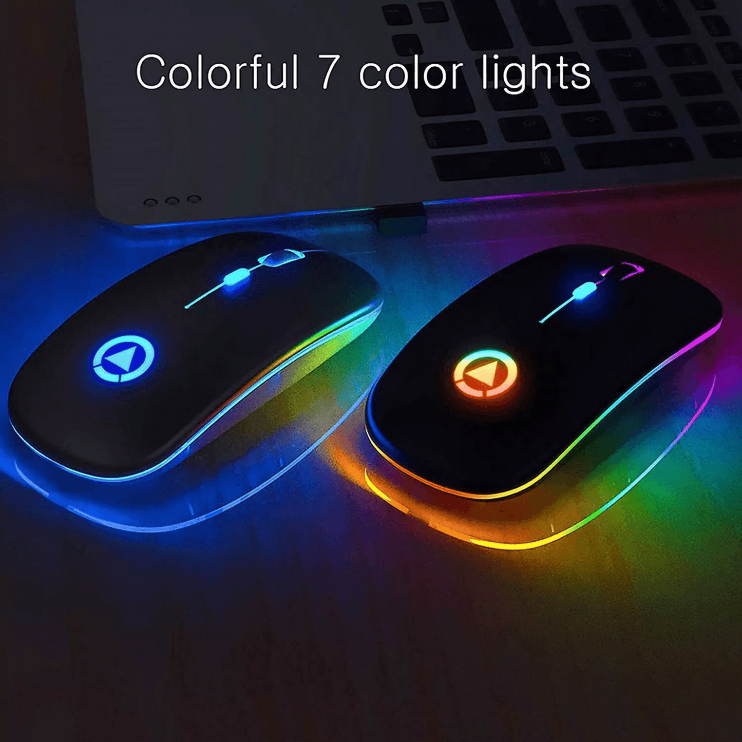Ultra Slim Wireless Optical Mouse USB Rechargeable Silent Click RGB Cordless Mice For PC Laptop Mac 2