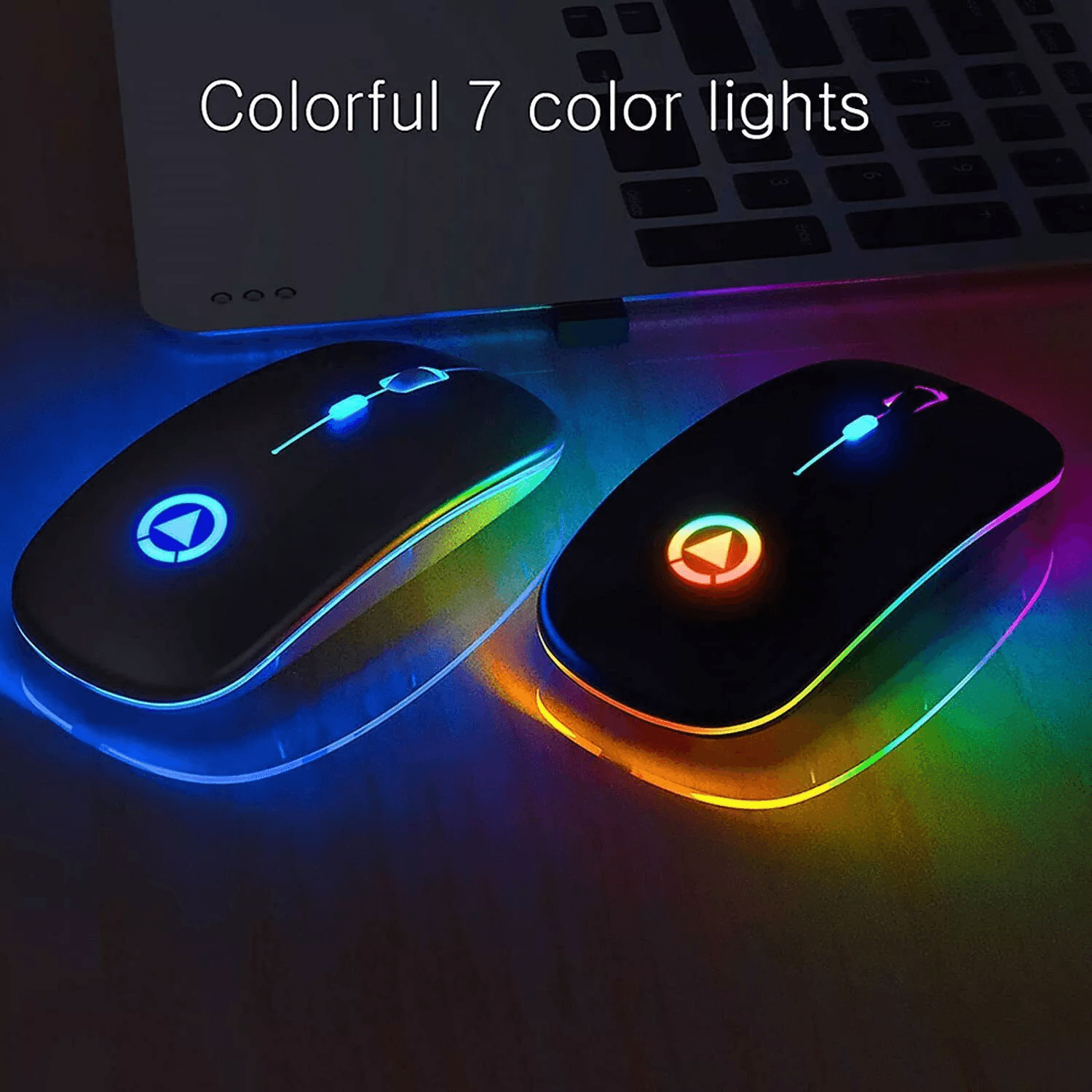 Ultra Slim Wireless Optical Mouse USB Rechargeable Silent Click RGB Cordless Mice For PC Laptop Mac 2