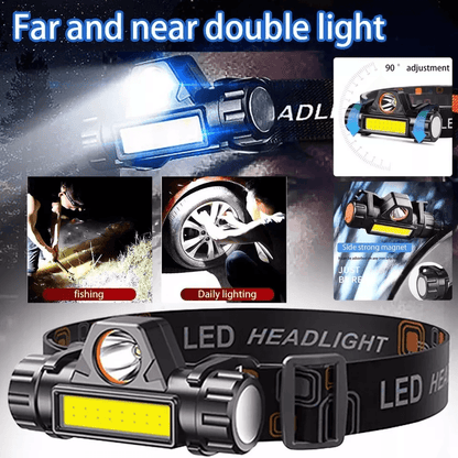 USB Rechargeable Waterproof LED Headlamp 990W XPE  COB Headlight For Outdoor Use 1