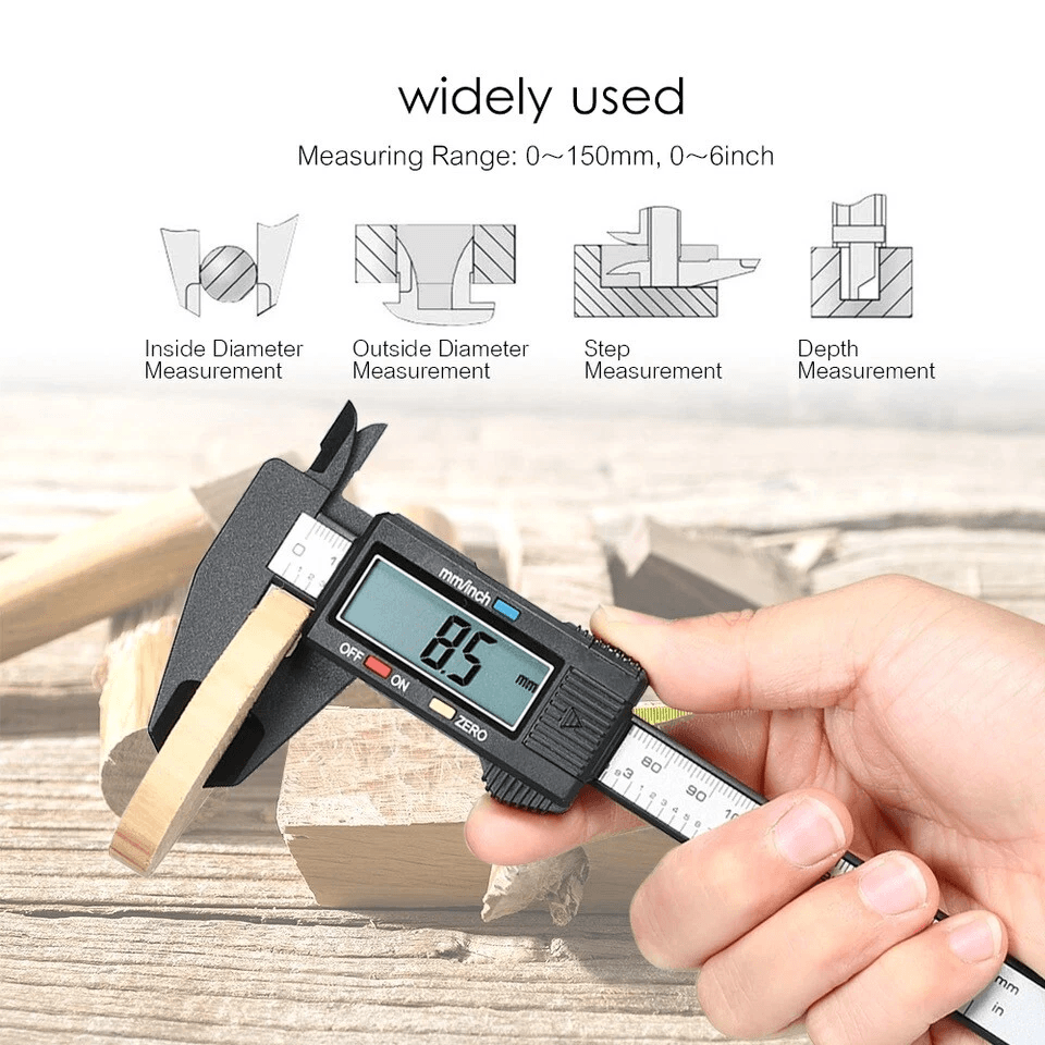 Digital Vernier Caliper Carbon Fiber Electronic Micrometer Gauge LCD Display 1