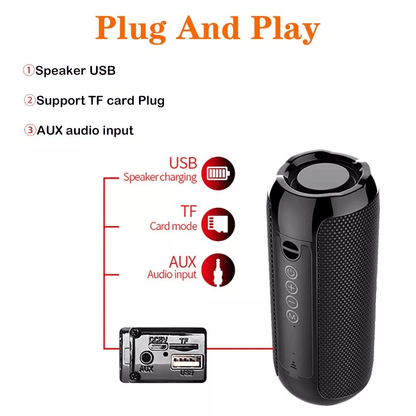 Bluetooth Wireless Portable Speaker Waterproof Stereo Bass 10m Range FM Radio  TF Card Support 6