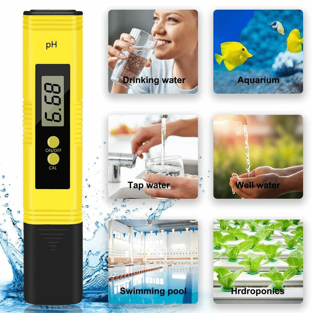 Digital PH Meter Tester for Water, Pool, Aquarium, Wine & Hydroponics, Portable Pocket Design
