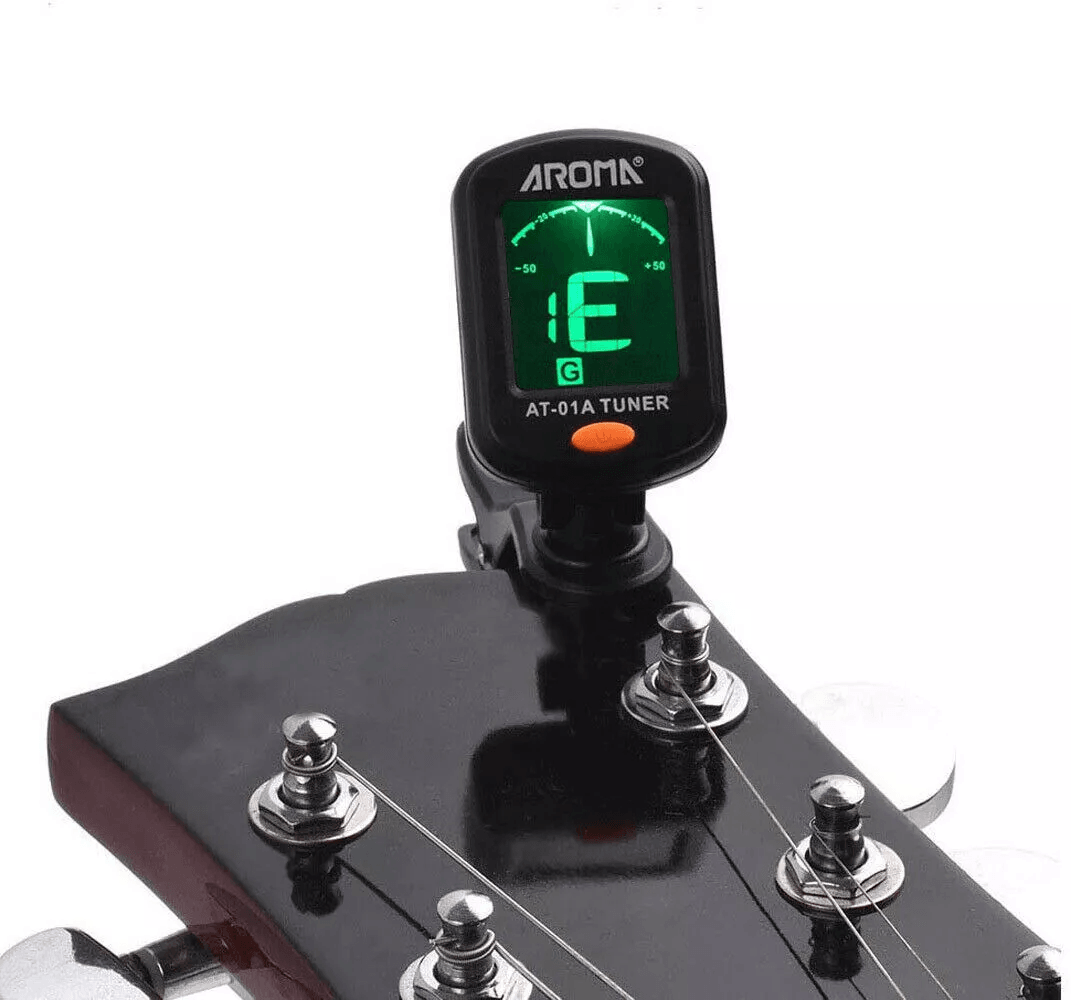 ClipOn LCD Digital Tuner For Guitar Bass Violin Ukulele AT01A Chromatic Vibration Tuner With Color  1