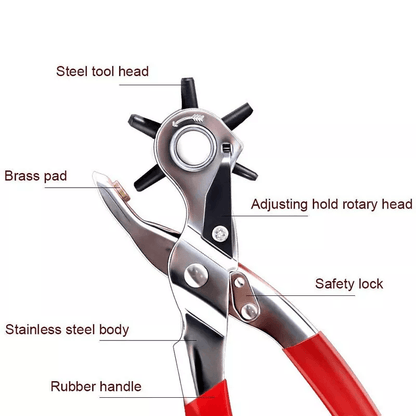 Heavy Duty Leather Hole Punch Hand Pliers Belt Holes Puncher Tool With Size Options Ergonomic Grip  3