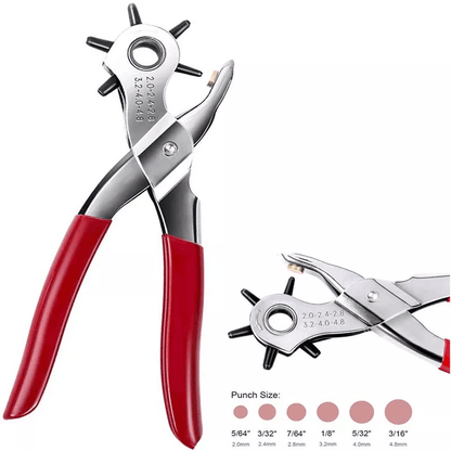 Heavy Duty Leather Hole Punch Hand Pliers, Belt Holes Puncher Tool with Size Options, Ergonomic Grip for Leather