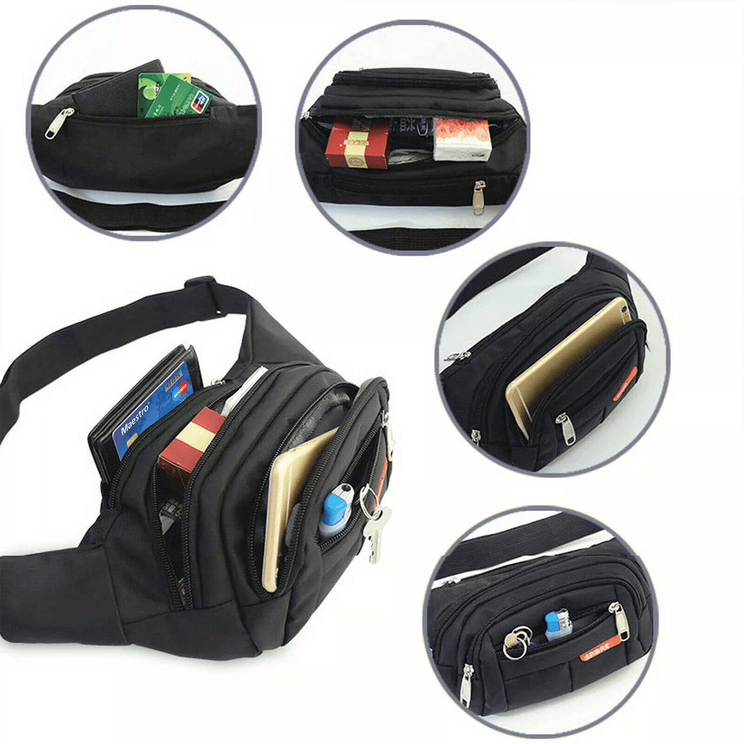 Men Women Fanny Pack Belt Waist Bag Crossbody Sling Shoulder Pouch Travel Sport Hip Pack For Outdoo 2