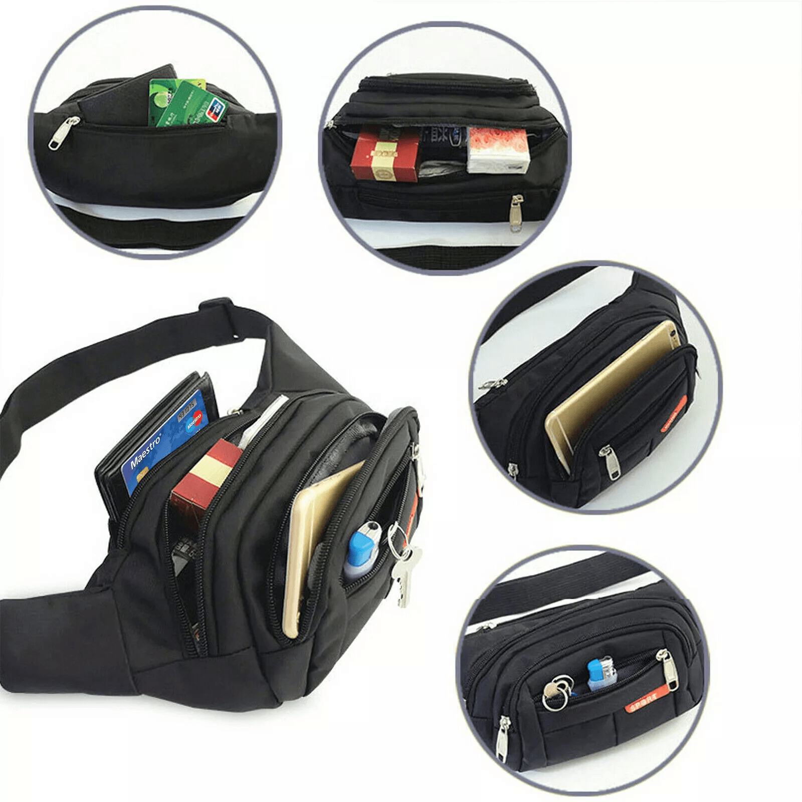Men Women Fanny Pack Belt Waist Bag Crossbody Sling Shoulder Pouch Travel Sport Hip Pack For Outdoo 2