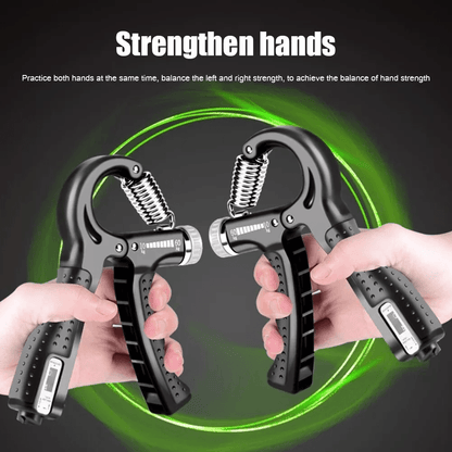 Hand Grip Strength Power Trainer with Adjustable Resistance, Gripper Strengthener Gym Exerciser with Built-In Counter