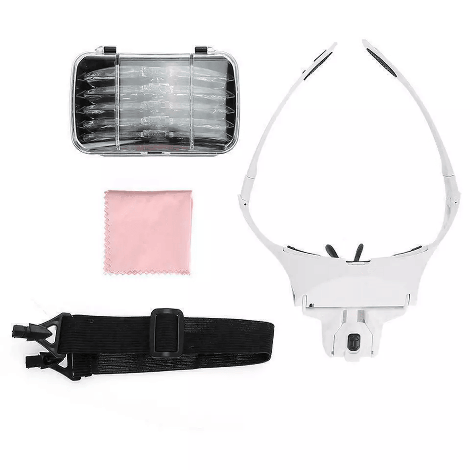 Magnifying Glass Lens LED Light Visor Headband Loupe Head Magnifier For Jewelry Watch Repair Readin