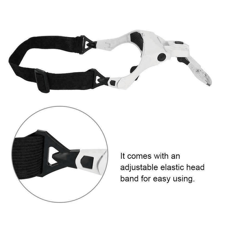Magnifying Glass Lens LED Light Visor Headband Loupe Head Magnifier For Jewelry Watch Repair Readin