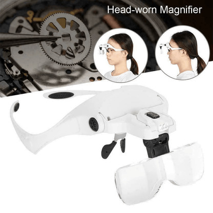 Magnifying Glass Lens LED Light Visor Headband Loupe Head Magnifier For Jewelry Watch Repair Readin