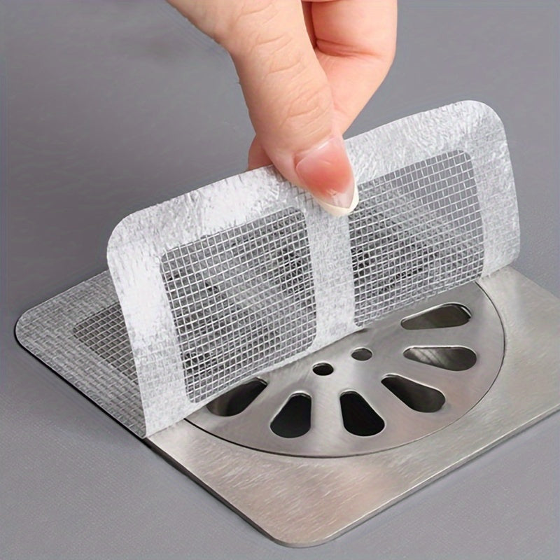 Shower Drain Hair Catchers – Disposable Filter Mesh Stickers, Bathroom Sink Strainer (Easy Peel & Stick)