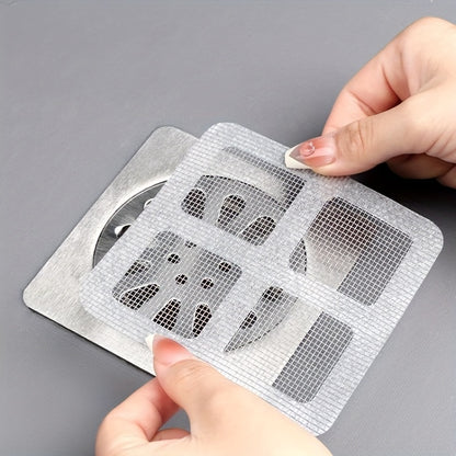 Shower Drain Hair Catchers – Disposable Filter Mesh Stickers, Bathroom Sink Strainer (Easy Peel & Stick)