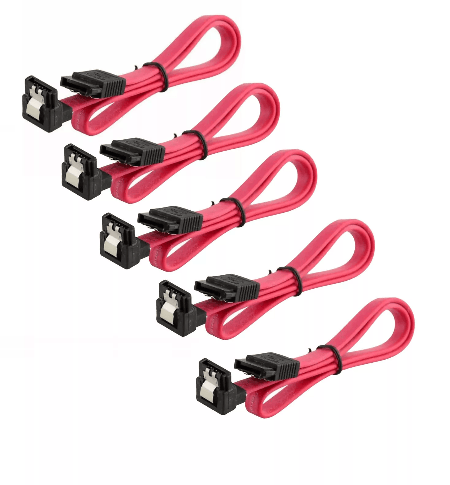 High-Speed SATA Cable Set, Right Angle Hard Drive Data Cables with Secure Lock, SATA III Cord for Desktop Use