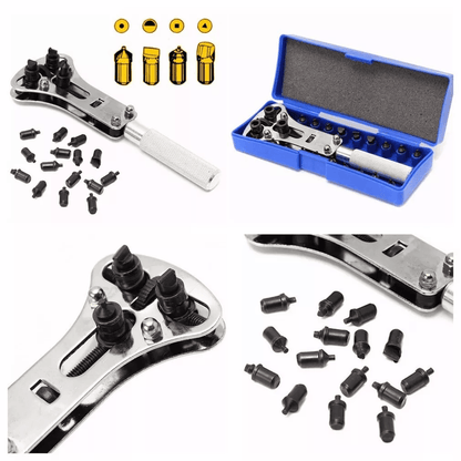 Heavy Duty Watch Case Opener Wrench, Watch Band Back Cover Fixer Repair Tool Kit with Adjustable Battery Screw Remover