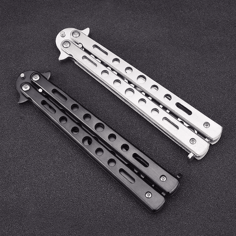 Black Metal Butterfly Knife Trainer Dull Tool For Practice Folding Stainless Steel Training Knife F 1