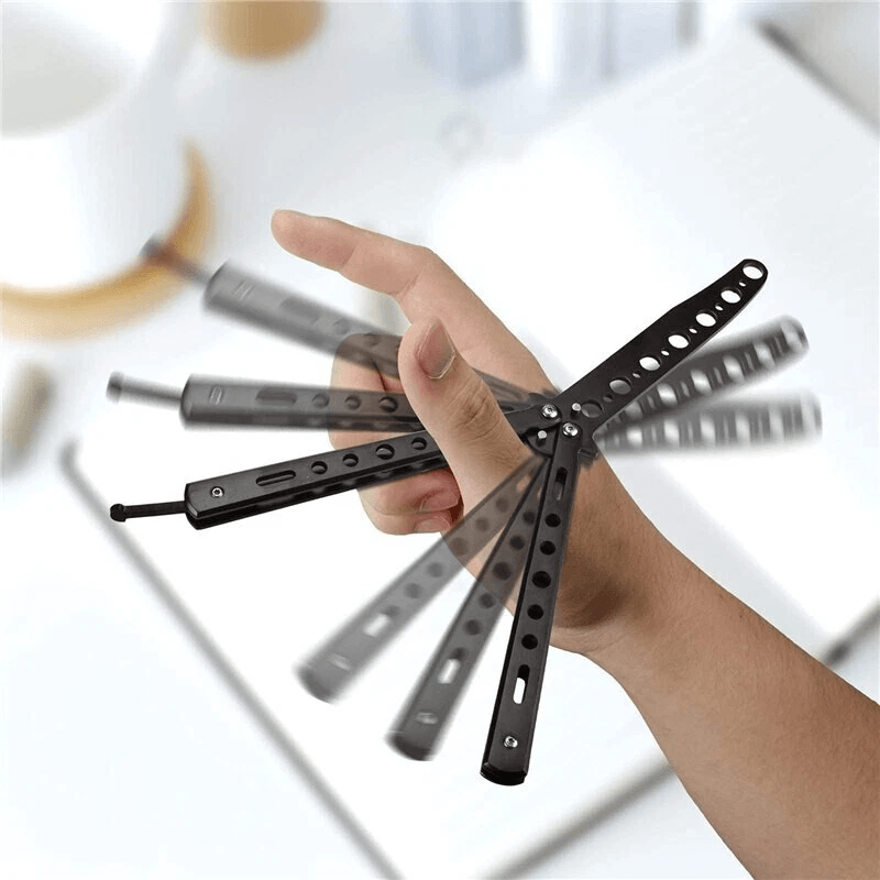 Black Metal Butterfly Knife Trainer Dull Tool For Practice Folding Stainless Steel Training Knife F 2