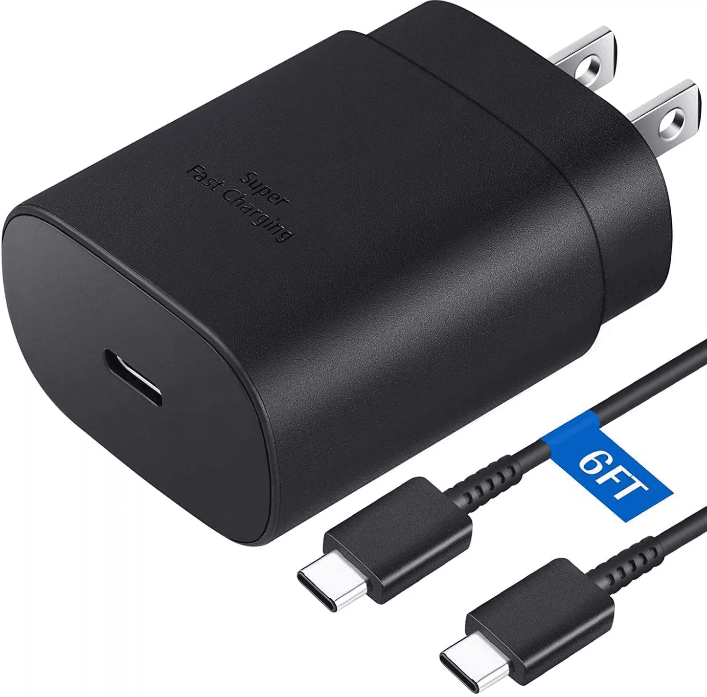 25W USB-C Super Fast Wall Charger 6FT USB-C Cable for Samsung Galaxy S20 S21 S22 Tab A71 A51 S8 S9 S10