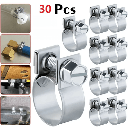 NEW Fuel Injection Gas Line Hose Clamps Clip Pipe Clamp, Adjustable Stainless Steel Fasteners for Vehicle and Machinery