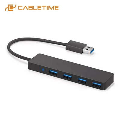 USB 3.0 Hub 4-Port Adapter Charger, Ultra Slim SuperSpeed Data Splitter for Laptop, PC, Desktop Plug High Speed Expander