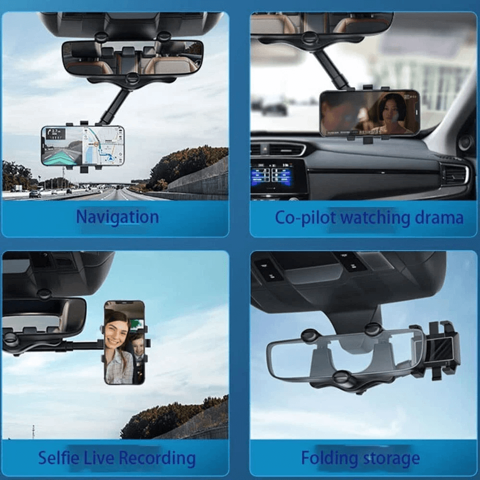 Car Phone Holder Rearview Mirror Mount Rotatable  Retractable Universal GPS Holder For Cars Adjusta 4