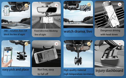 Car Phone Holder Rearview Mirror Mount Rotatable  Retractable Universal GPS Holder For Cars Adjusta 6
