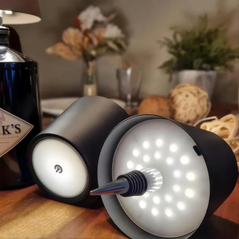 Wine Bottle LED Table Lamp – USB Rechargeable, Wireless, Top Touch Dimmer, 3-Color Lighting