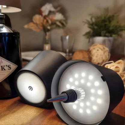 Wine Bottle LED Table Lamp – USB Rechargeable, Wireless, Top Touch Dimmer, 3-Color Lighting