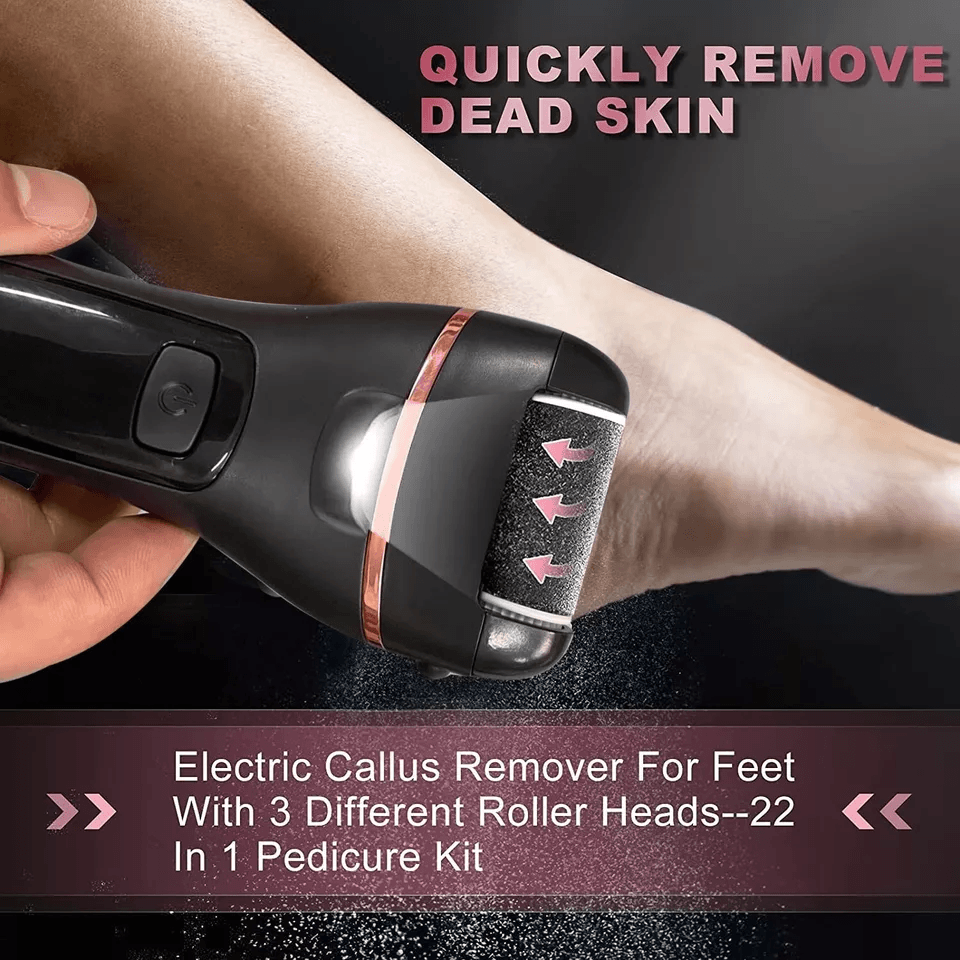 Professional Electric Foot Grinder Callus Remover Pedicure Tool With Roller Heads Rechargeable Wate 1