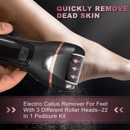 Professional Electric Foot Grinder Callus Remover Pedicure Tool With Roller Heads Rechargeable Wate 1