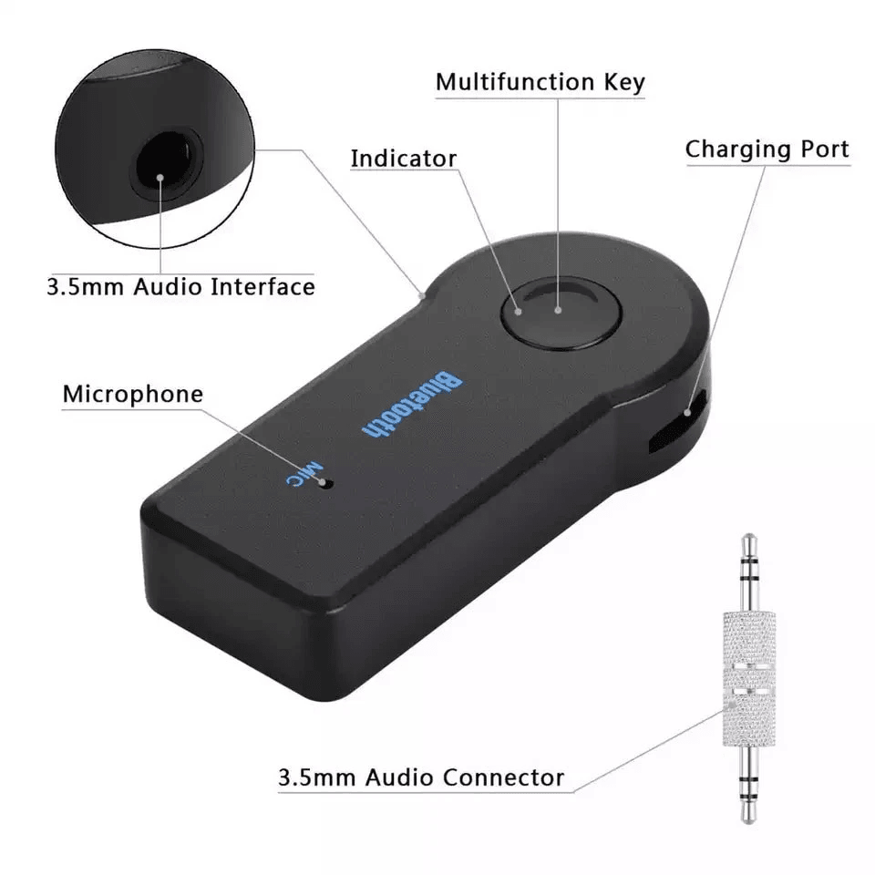 Wireless Bluetooth AUX Audio Stereo Music Car Receiver Adapter Hands Free Music Streaming  Calls Fo 2