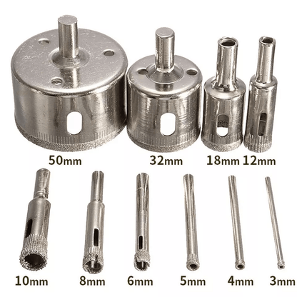 Diamond Hole Saw Drill Bit Set, Electroplated Cutter for Glass, Tile, Porcelain, and Ceramic Drilling