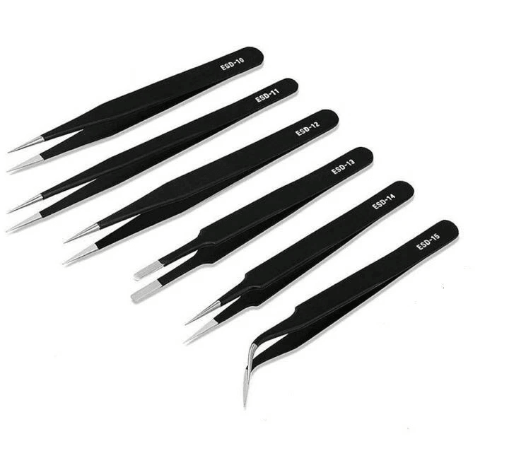 6Pcs ESD Antistatic Tweezers Set Precision Stainless Steel Tools For Electronics Maintenance And Re 1