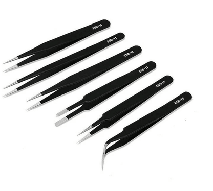 6Pcs ESD Antistatic Tweezers Set Precision Stainless Steel Tools For Electronics Maintenance And Re 1