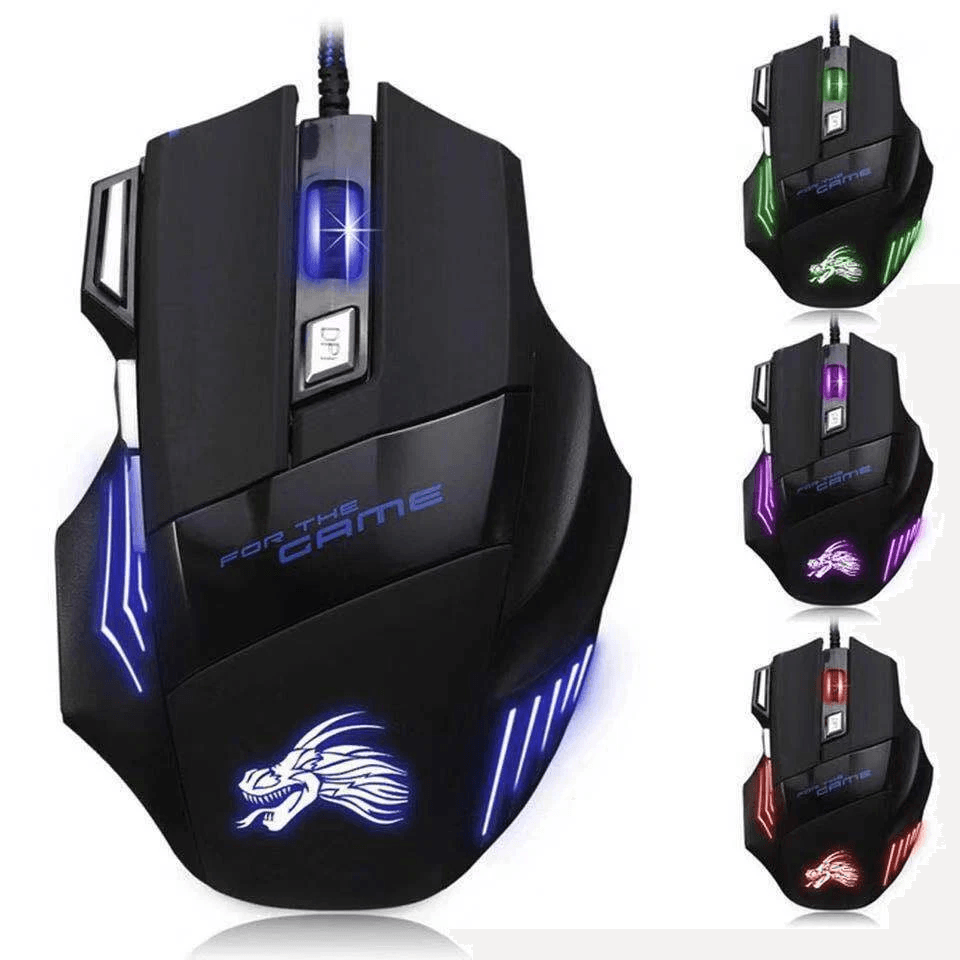 HighPerformance Gaming Mouse USB Wired With LED Breathing Fire Button DPI Switch For PC Comfortable 6